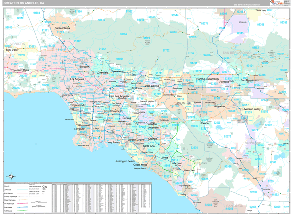 Greater Los Angeles Metro Area Digital Map Premium Style